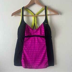 Nike Sz 8 M Womens Black Purple Racerback Running Yoga Active Tank Top Stretch